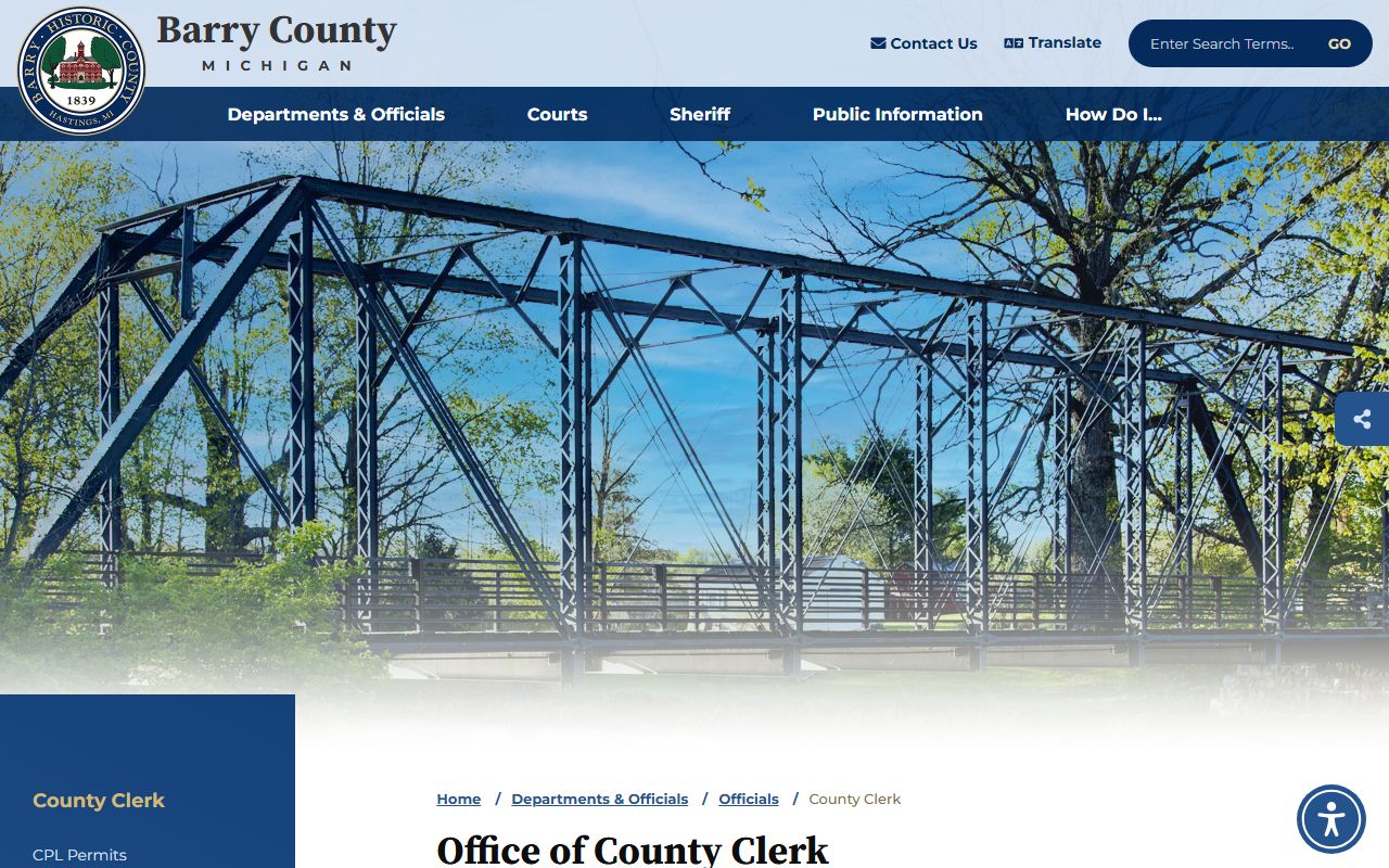 Barry County Clerk page for criminal court records access