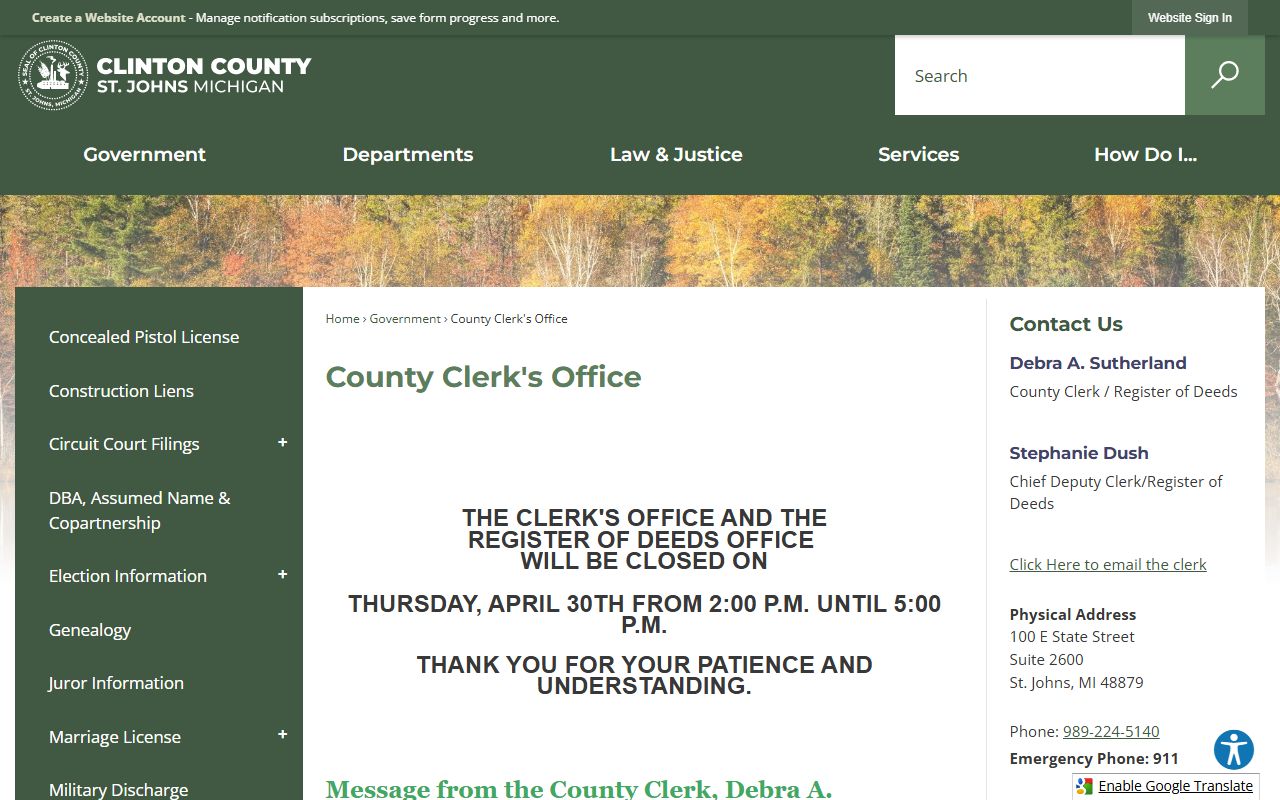 Clinton County Clerk's Office page for criminal court records