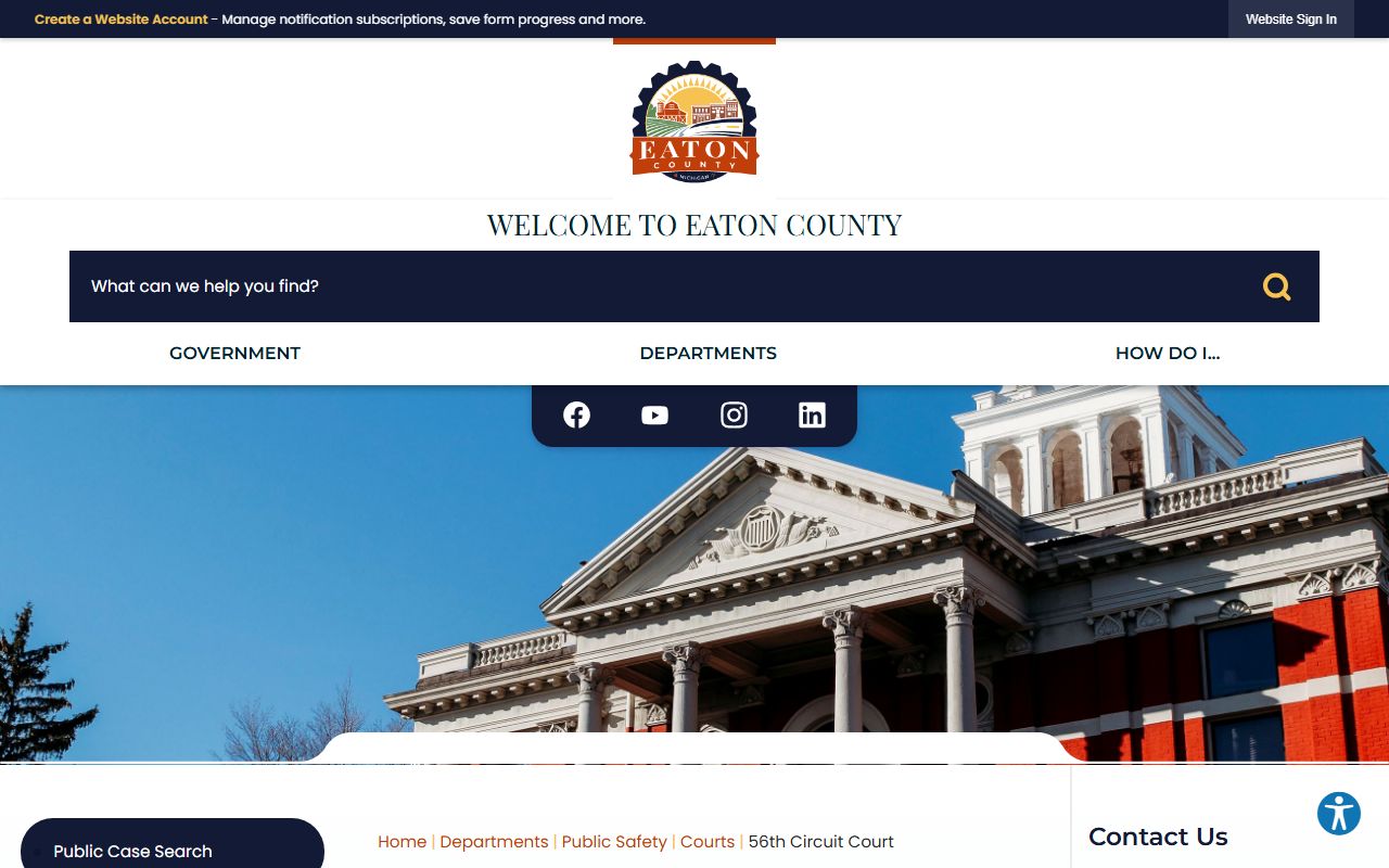 Eaton County 56th Circuit Court page for criminal records