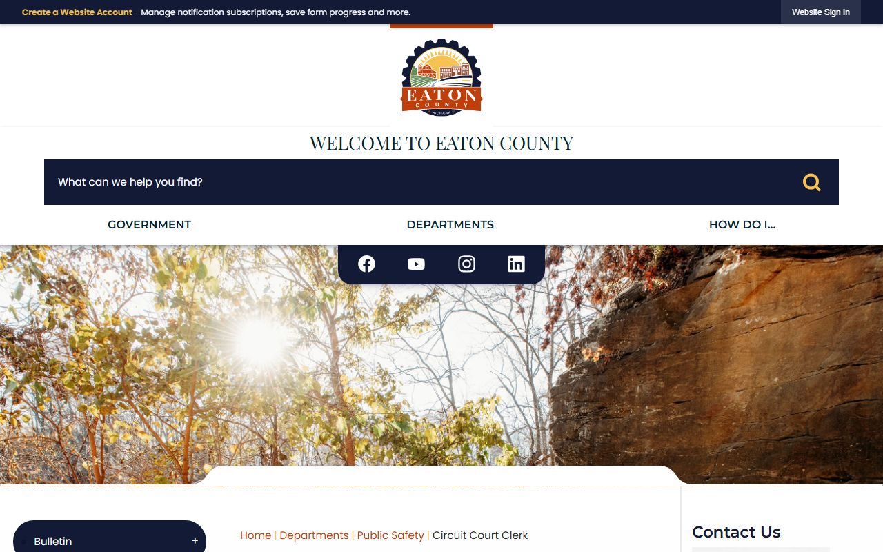 Eaton County Circuit Court Clerk page for criminal court records