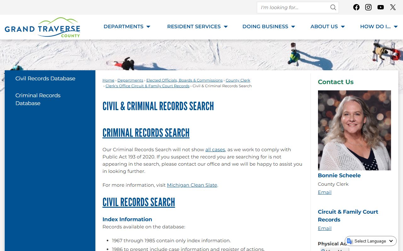 Grand Traverse County Civil and Criminal Records Search portal