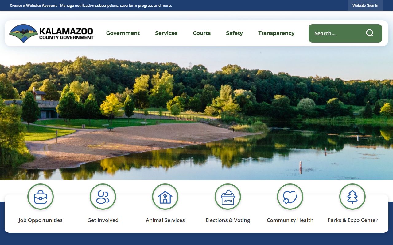 Kalamazoo County government website for court records access