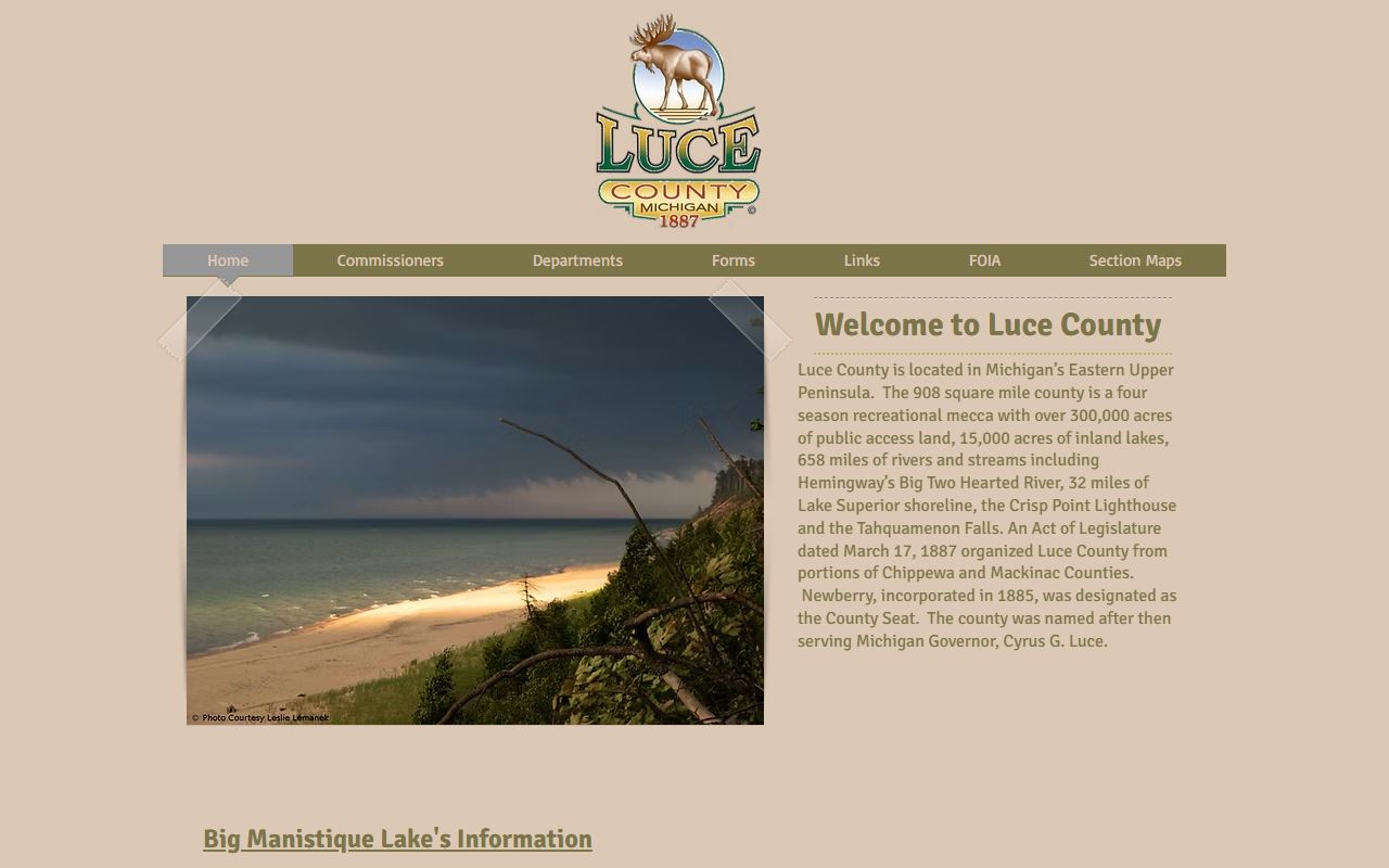 Luce County government website for criminal court records in Newberry Michigan