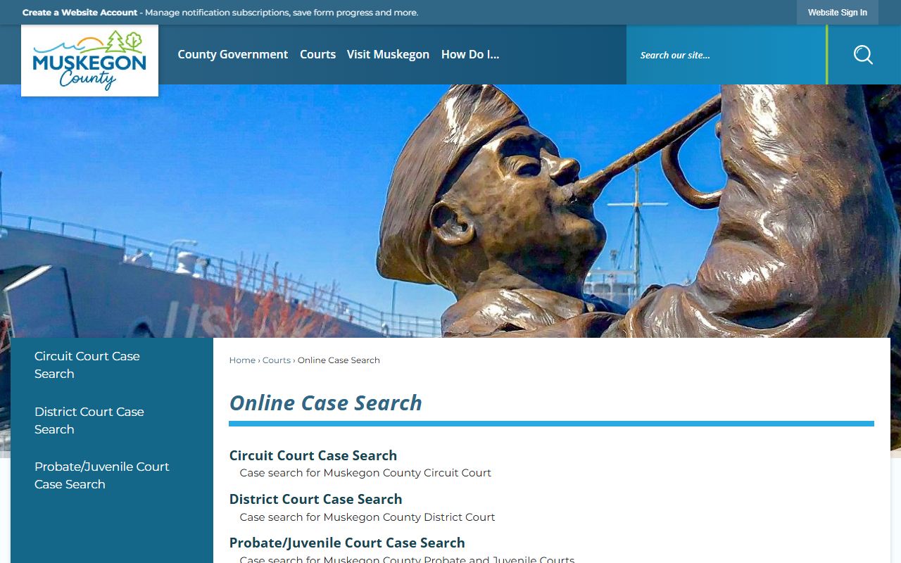 Muskegon County Online Case Search portal for criminal records