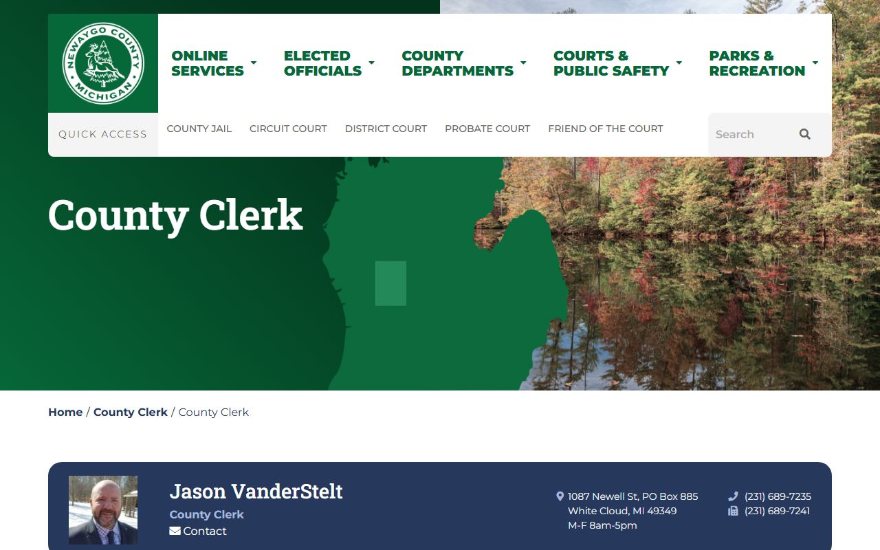Newaygo County Clerk page for criminal court records access