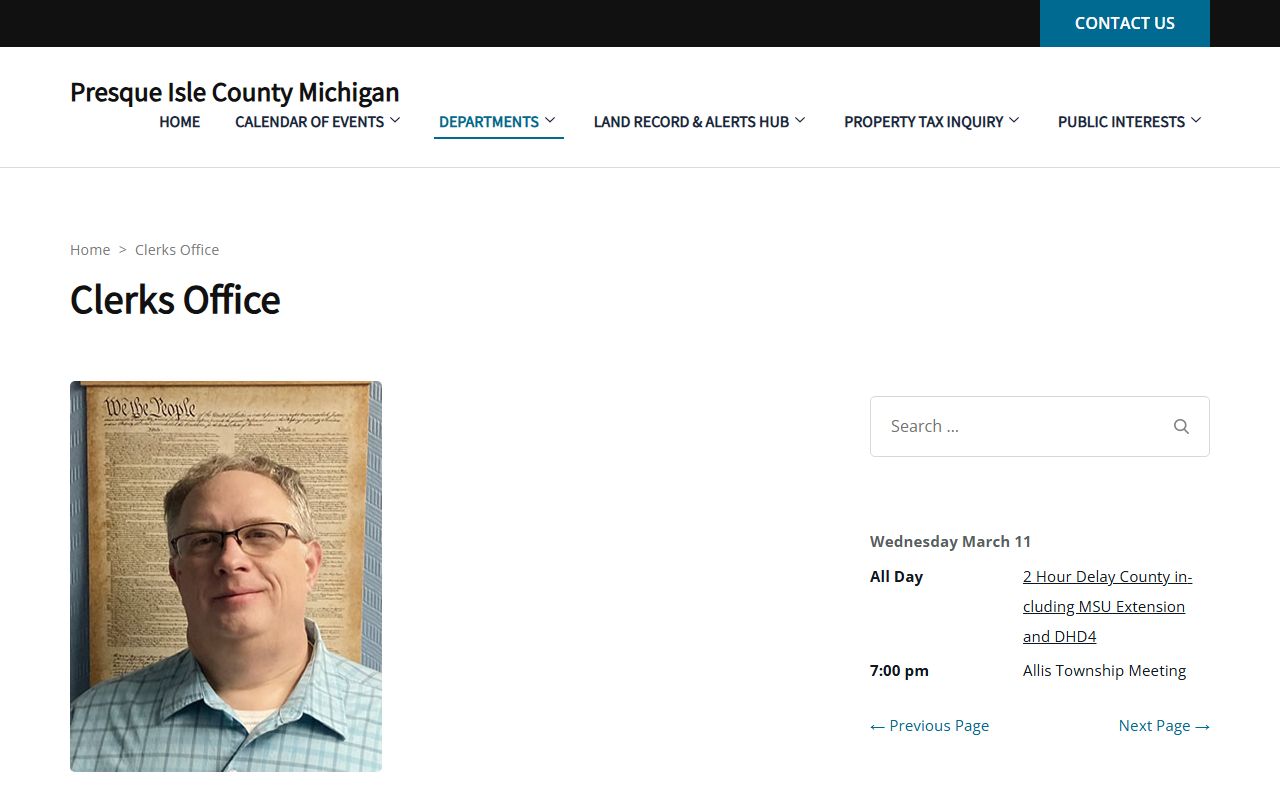 Presque Isle County Clerk office website for criminal court records