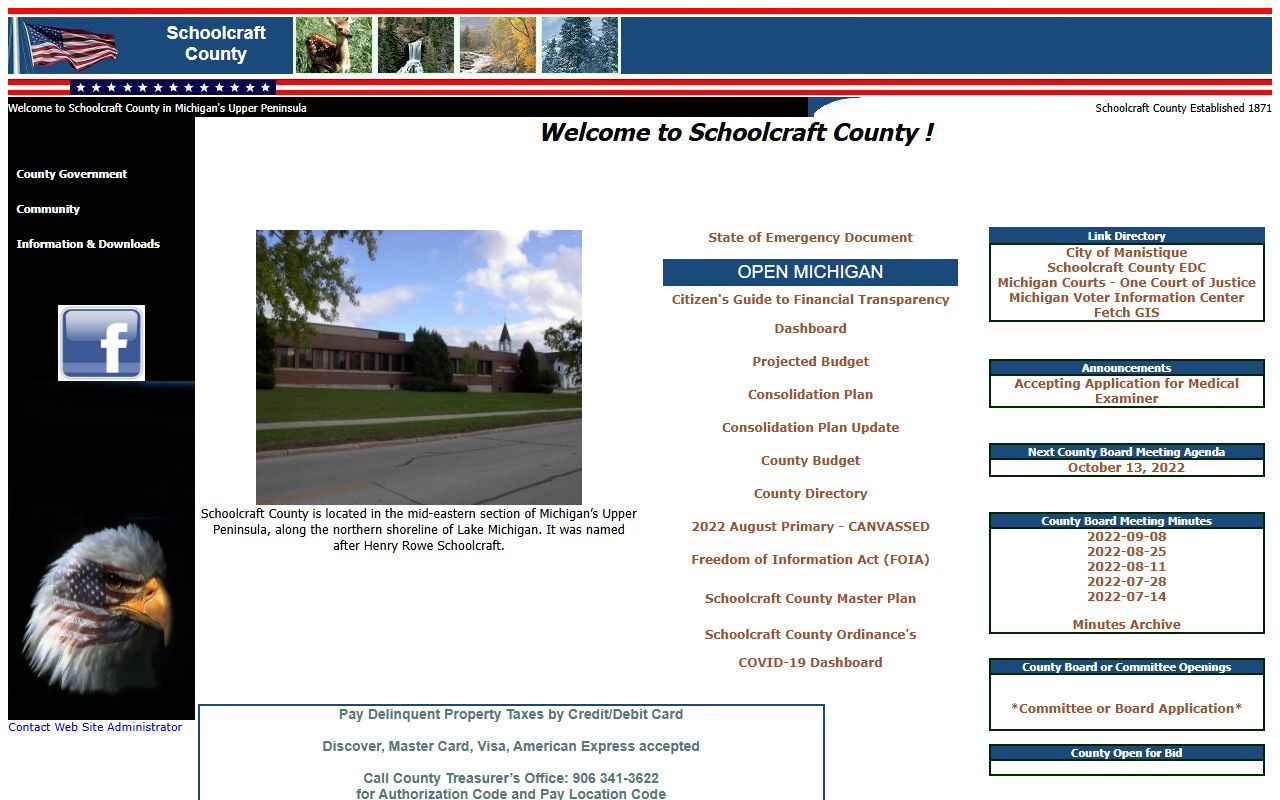 Schoolcraft County government website for criminal court records in Manistique