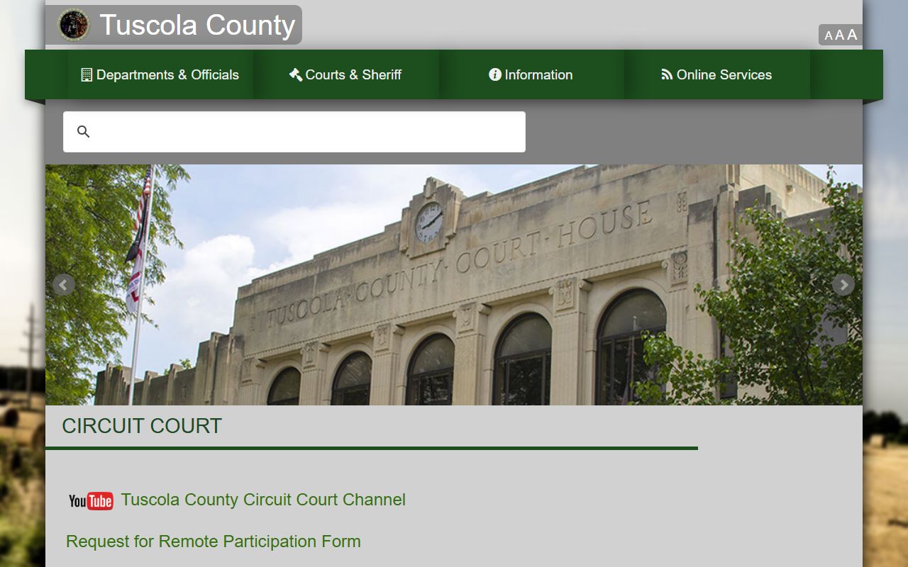 Tuscola County 54th Circuit Court page for felony criminal records
