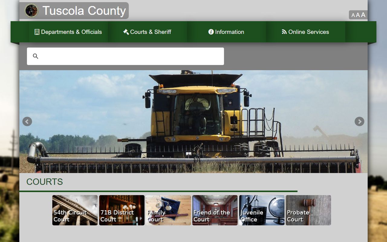 Tuscola County courts page for 54th Circuit and 71B District Court information