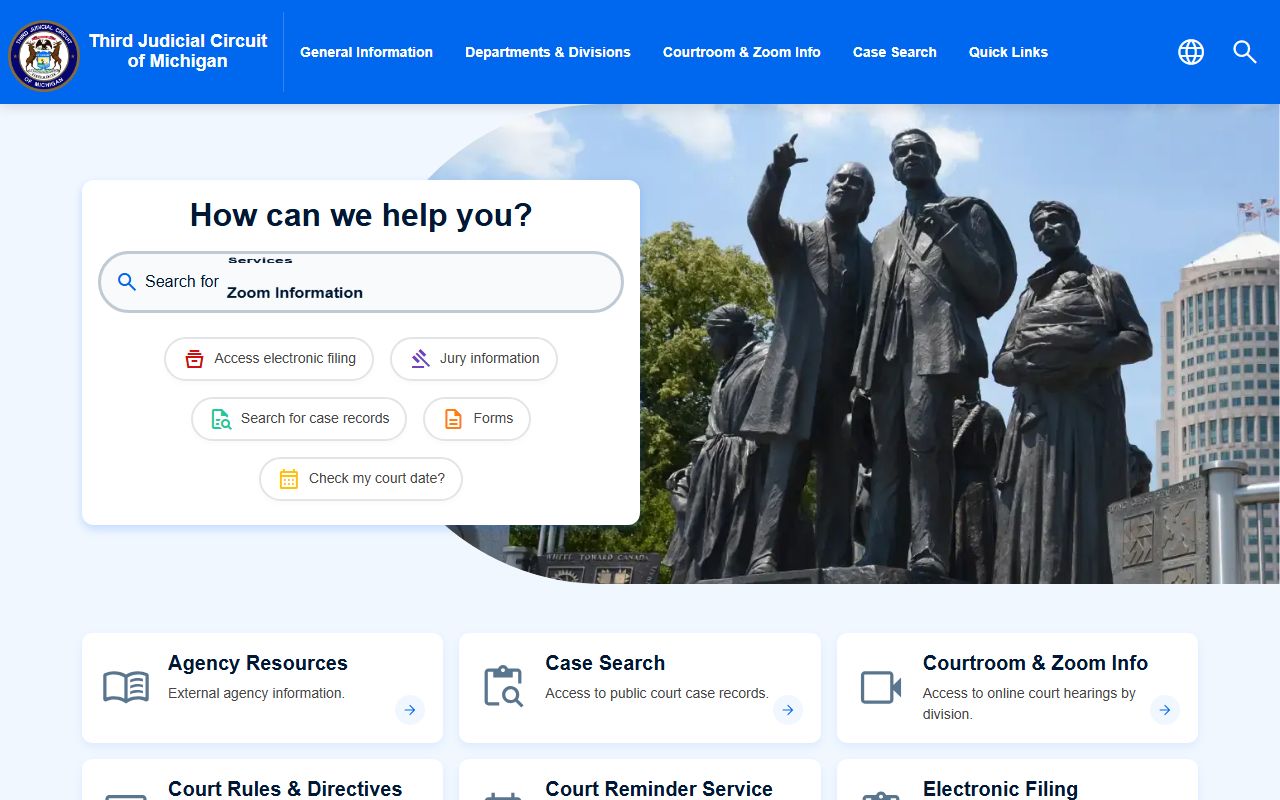 3rd Judicial Circuit Court website for Wayne County criminal court records