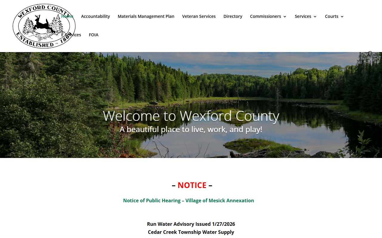 Wexford County government website for criminal court record access